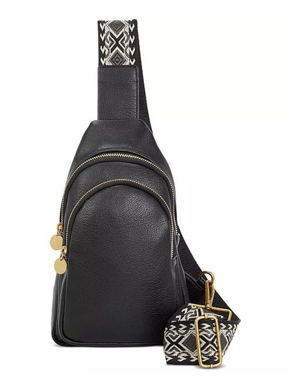 Black Webbing Strap Small Sling Bag, Crossbody